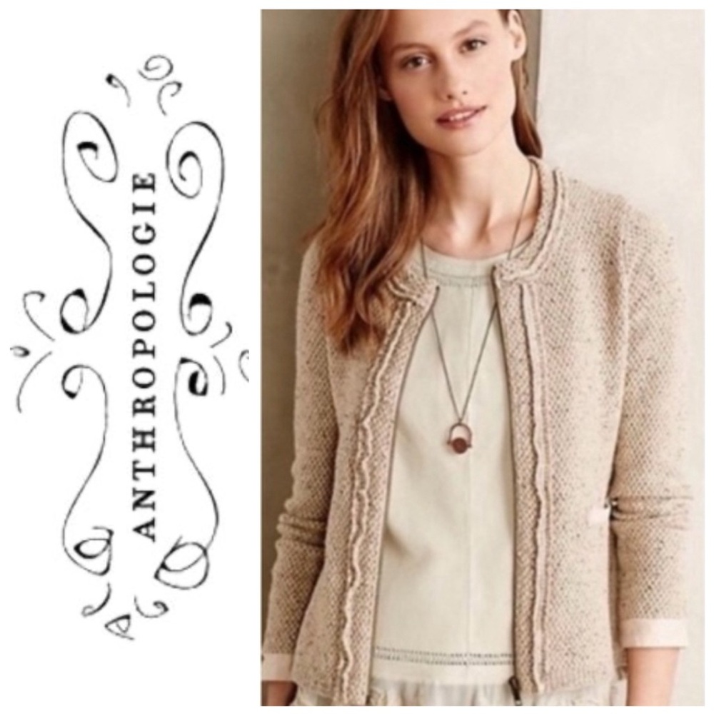 Anthropologie Angel of the North oatmeal tweed jacket